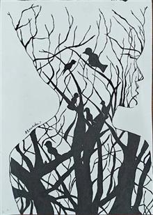 Painting  by Akanksha kumar - A SOUL CONNECTED TO NATURE Painting  by Akanksha kumar - A SOUL CONNECTED TO NATURE