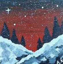 Painting  by Akanksha kumar - SILENT NIGHT SNOWY LIGHT Painting  by Akanksha kumar - SILENT NIGHT SNOWY LIGHT