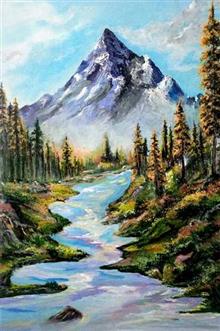 Painting by Sanjana Lakhwani - Icy autumn Kashmir flower valley Painting by Sanjana Lakhwani - Icy autumn Kashmir flower valley