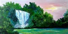 Painting by Sanjana Lakhwani - Sunny day waterfall Painting by Sanjana Lakhwani - Sunny day waterfall