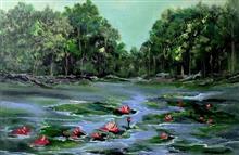Painting by Sanjana Lakhwani - Enchanting Forest swamp Painting by Sanjana Lakhwani - Enchanting Forest swamp