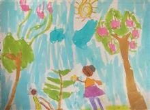 Painting by Riona Prashar - Planting trees Painting by Riona Prashar - Planting trees