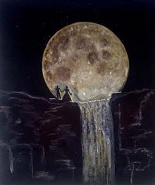 Painting  by Usha Chauhan - moonlight fall Painting  by Usha Chauhan - moonlight fall