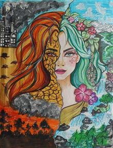 Painting by Usha Chauhan - Vanishing Beauty Painting by Usha Chauhan - Vanishing Beauty