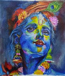 Painting  by Dhanshree Agrawal - Krishna's Bliss Painting  by Dhanshree Agrawal - Krishna's Bliss