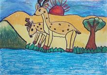 Painting  by Moragala Theekshana - Deer Family Painting  by Moragala Theekshana - Deer Family