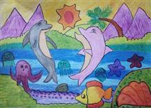 Painting  by Moragala Theekshana - Dolphin Family Painting  by Moragala Theekshana - Dolphin Family