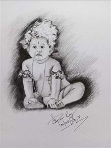 Painting by Supam Roy - Baby Painting by Supam Roy - Baby