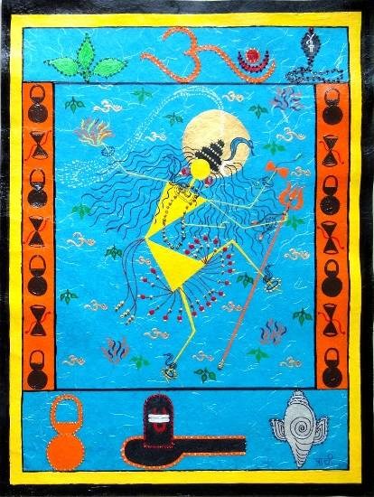 Warli style Shankara Tandav Nrutya, painting by Prachi Gorwadkar