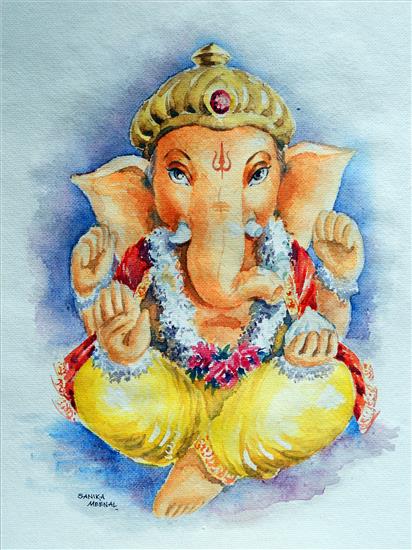 lord ganesha watercolor painting