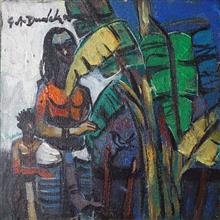 Paintings by G A Dandekar - Brother Sister Banana Tree Paintings by G A Dandekar - Brother Sister Banana Tree