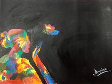 Painting by Amrita Kaur Khalsa - Abstract dreaming girl Painting by Amrita Kaur Khalsa - Abstract dreaming girl