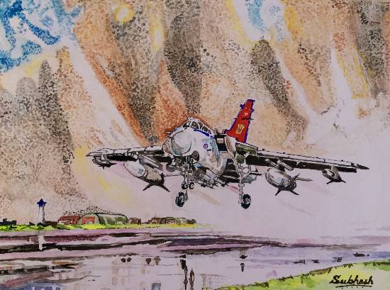 Jet fighter taking off Painting by Emerging Artist Subhash Bhate