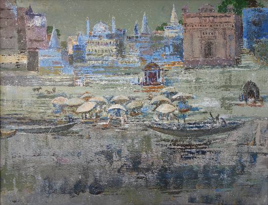 Banaras Ghat - VII, Painting by  Artist Nalini Bhagwat Banaras Ghat - VII, Painting by  Artist Nalini Bhagwat