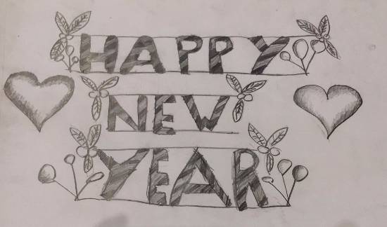 Happy new year drawing by ammulu Swapna  ArtWantedcom