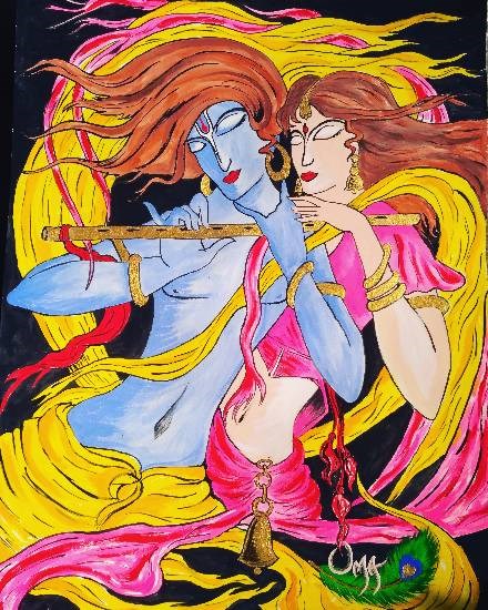 Lord Radha Krishna, painting by Uma Maharana