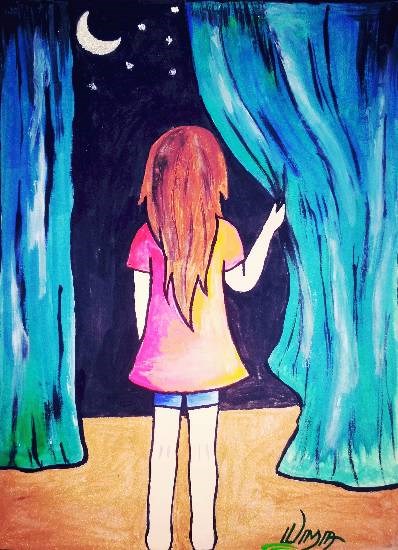 Lonely Nights, painting by Uma Maharana