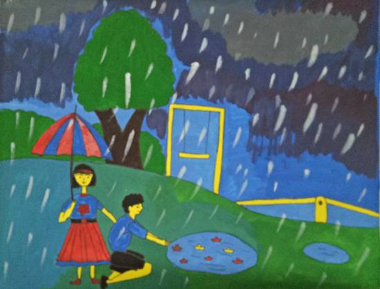 Cute outline illustration of cloud, rubber boots and umbrella. Weather  concept. Rainy day. Cloud holds the umbrella. Hand drawn cartoon art in  doodle sketch style. Kids,children style baby drawing 28206719 Vector Art