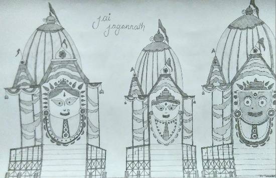 Premium Vector | Vector illustration doodle art of lord jagannath  balabhadra and subhadra rath yatra festival celebration