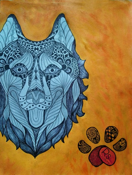 Husky, painting by Vattam Rajesh