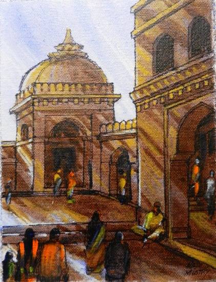 Temple Unit, Painting by Professional Artist Natubhai Mistry