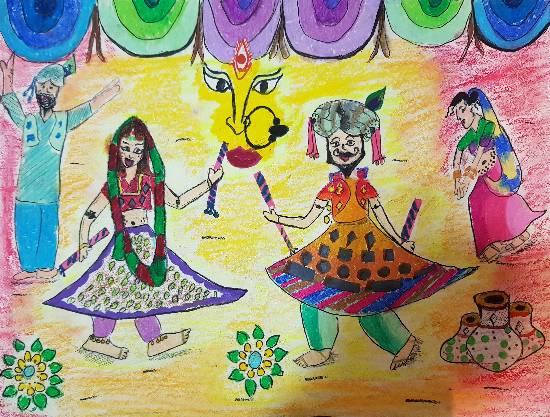 How to draw Dandia dancing girls | Dussehra festival drawing | Navratri ...  | Navratri, Navratri special, Doodle drawings