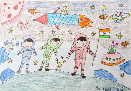 Creativity learning. Rocket ship. Kids drawing Stock Vector by ©Helen_F  89151310