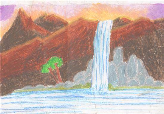 Draft Crearte[Tutorial]: Drawing a beautiful waterfall landscape scenery by  @enamul17. 10% to @draftcrearte. — Steemit