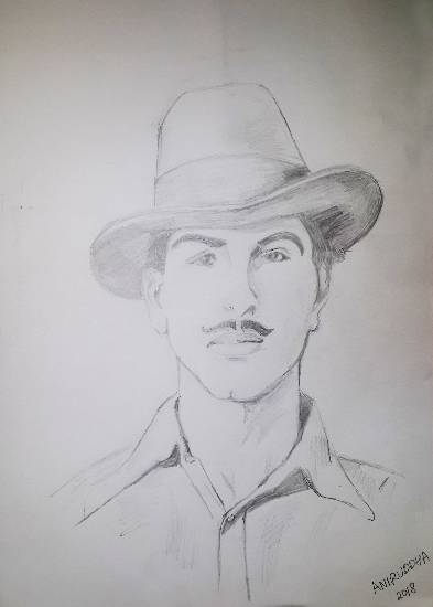 Black Glass Bhagat singh painting Size A4