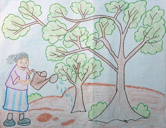 Draw a picture or portrait of save tree and water and describe it in about  100-120 words​ - Brainly.in