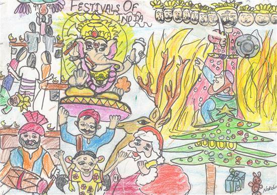 Diwali... One of the famous festival of india | Diwali festival drawing,  Diwali drawing, Creative birthday cards