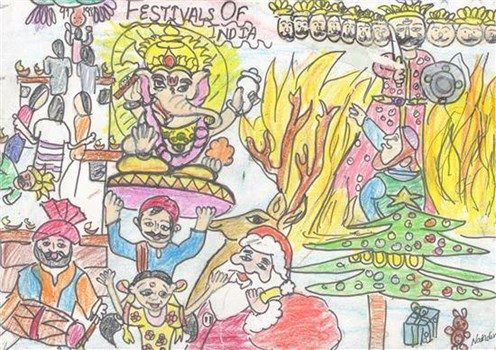 indian festival drawing