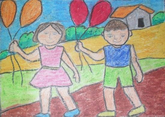 Children, painting by Nilesh Harendra Mishra