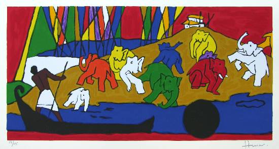 Folklore Kerala - I, Limited Edition Print by Artist M F Husain Folklore Kerala - I, Limited Edition Print by Artist M F Husain