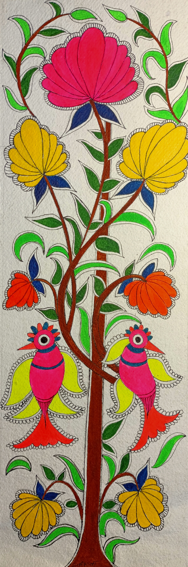 madhubani painting flowers