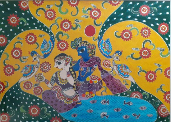 RadhaKrishna, painting by Ratnamala Indulkar