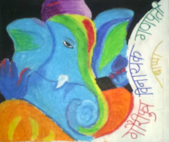 Ganesh drawing with oil pastel