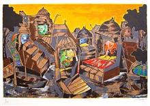 Paintings by Manu Parekh - Evening at Banaras Paintings by Manu Parekh - Evening at Banaras