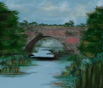 Old Bridge, painting by Gagandeep Kaur, Digital painting, print on Glossy canvas, 21 X 24 inches