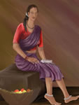 Sitting Woman, painting by Gagandeep Kaur, Digital painting, print on Glossy canvas, 24 X 16 inches