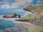 Sea view in Konkan, Lake, River & Seascape Painting by M. K. Kelkar, Watercolour on Paper, 20 X 30