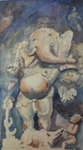 Balganpati, Bhuvaneshwar, Temple Painting by M. K. Kelkar, Watercolour on Paper, 19.5 X 11