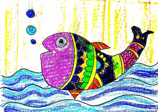 Painting by Ishani Doshi - Multicolor fish