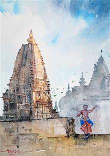 Vishwanath Temple, Khajuraho, Painting by Emerging Artist Milind Bhanji