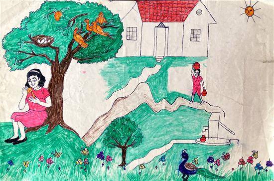 Painting by Shalini Javarkar - Village Life - 1