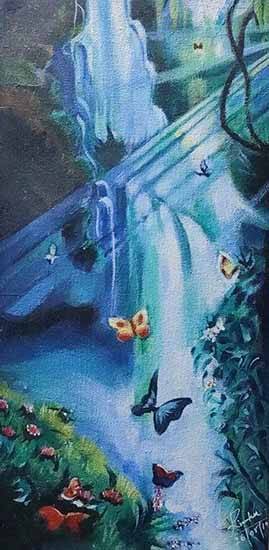 Painting by Reena Jain Khated - Waterfall painting 1