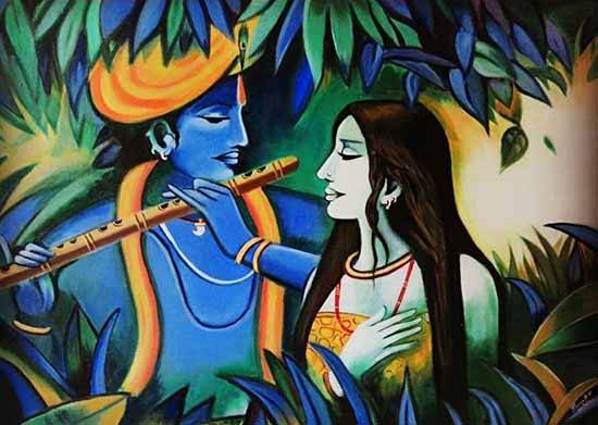 Painting by Reena Jain Khated - Radhe Krishna painting