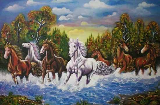 Painting by Reena Jain Khated - Seven horses