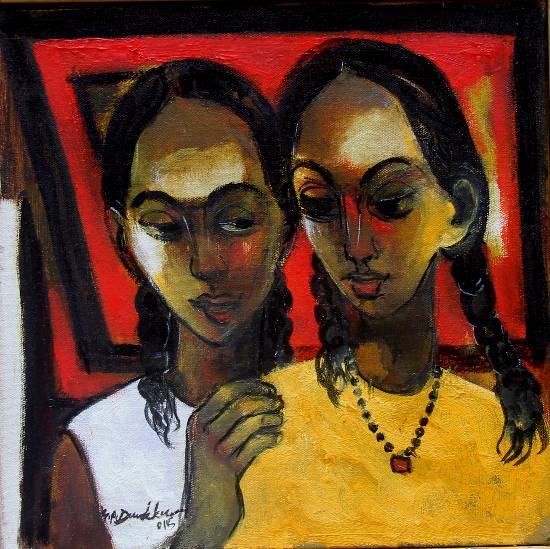 Sisters, Painting by Professional Artist G A Dandekar