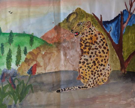 Painting by Tanay Nikheel Kelkar - Leopard